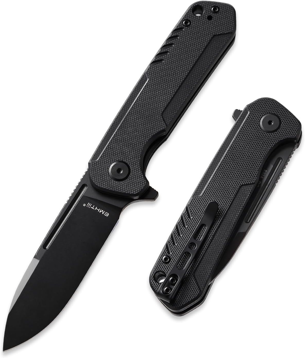 Pocket Knife Folding Knives: D2 Steel Drop Point Blade, G10 Scales, Flipper Liner Lock, Reversible Clip, EDC Gifts for Men Women Camping Hiking E036, Black