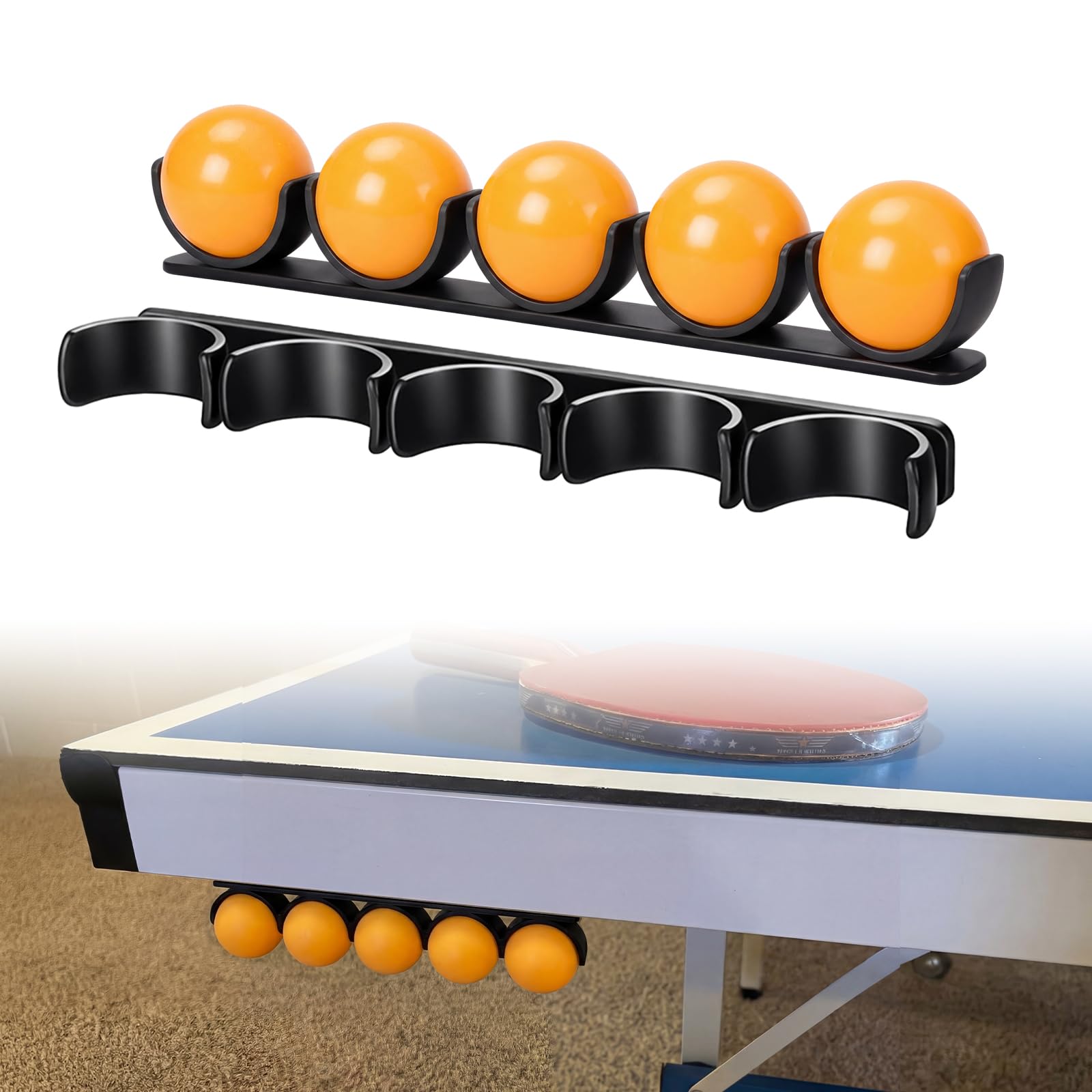 Outus 2 Pack Table Tennis Ball Holder Under Table, Self-Adhesive Ball Rack