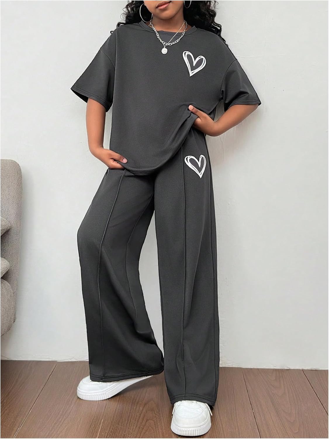 SOLY HUX Girl's Sweatsuit Short Sleeve T Shirts and Sweatpants Streetwear Summer Clothes 2 Piece - Image 4