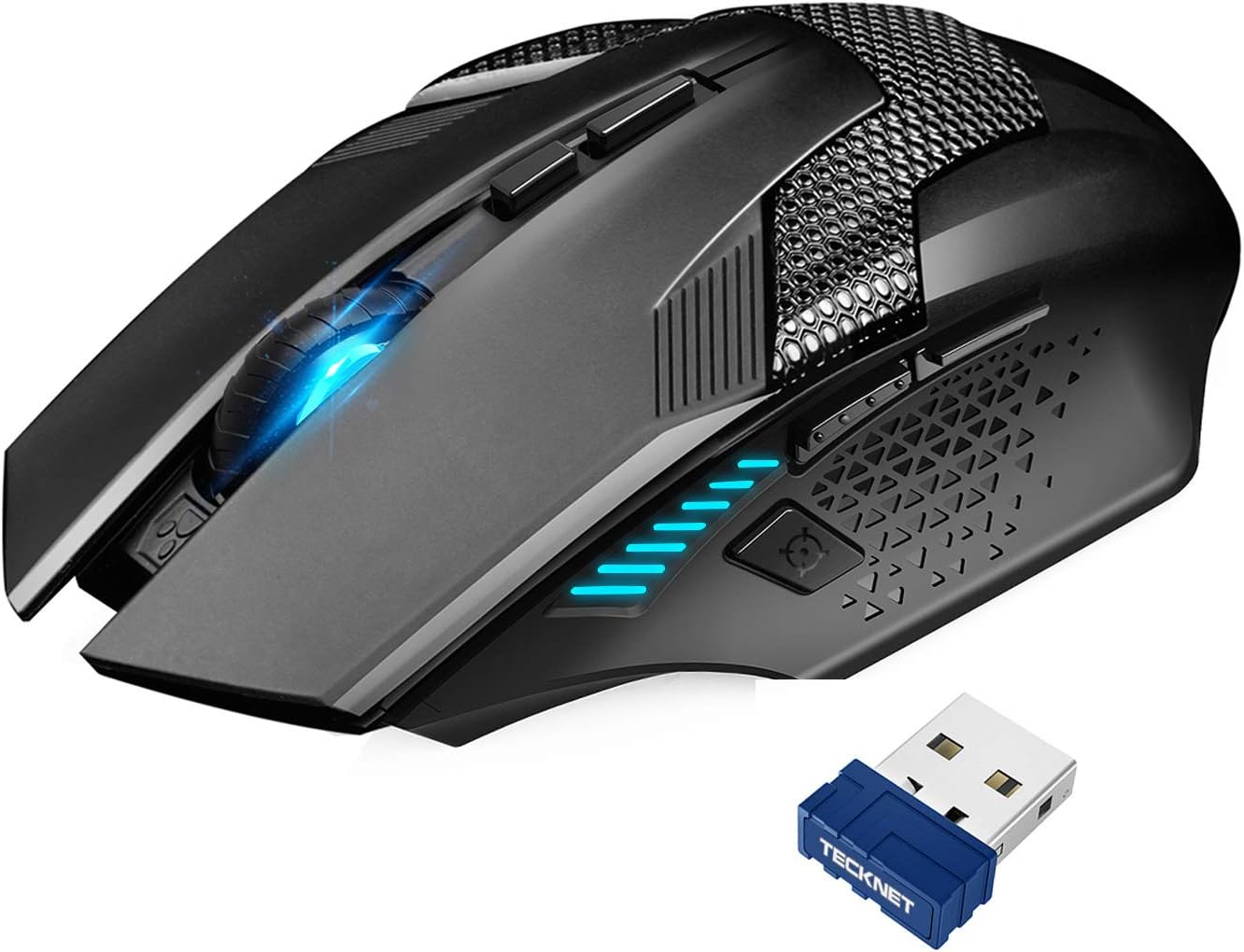 TECKNET Wireless Gaming Mouse 2.4G Optical USB Computer Mice, 8 Buttons, 4800DPI Nano Receiver for Win11, Win10, Win8, Win7, Windows XP, Vista, MAC