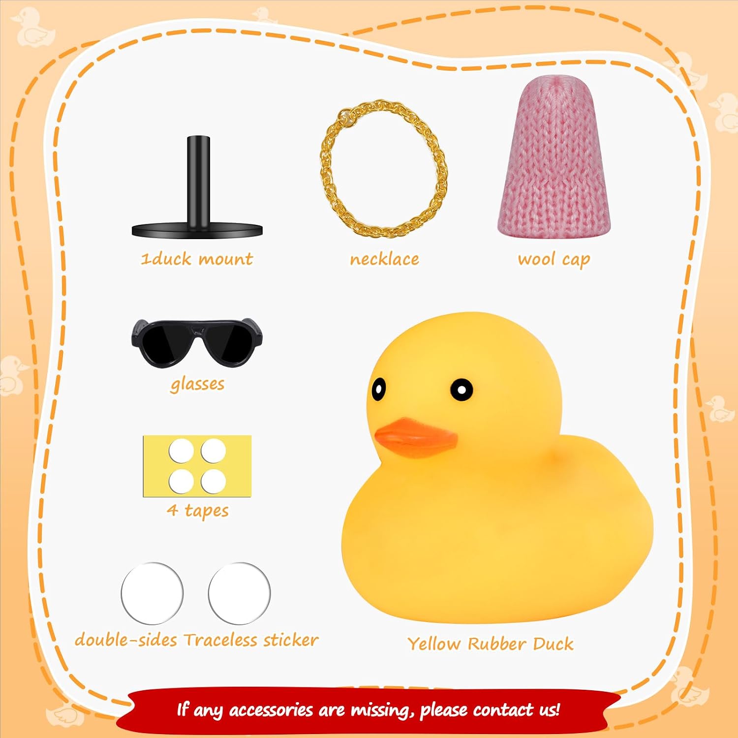 Ducks for Cars Dashboard, Rubber Ducks with Duck Plug Mount, Dashboard Duck for Car Jeep Decoration, Funny Car Dashboard Accessories Gift, Yellow Duck with Pink Knit Hat image 2