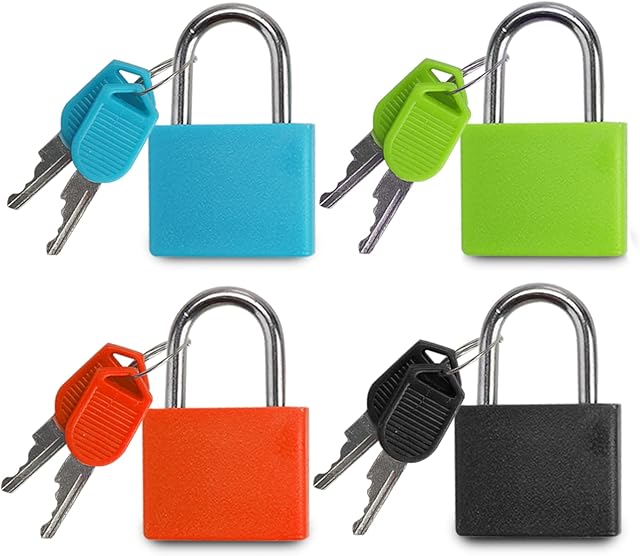 Suitcase Colorful Locks with Keys Mini Luggage Padlocks Small Coloured Metal Locks for Travel Luggage Baggage School Gym Travel Locker(4pcs)