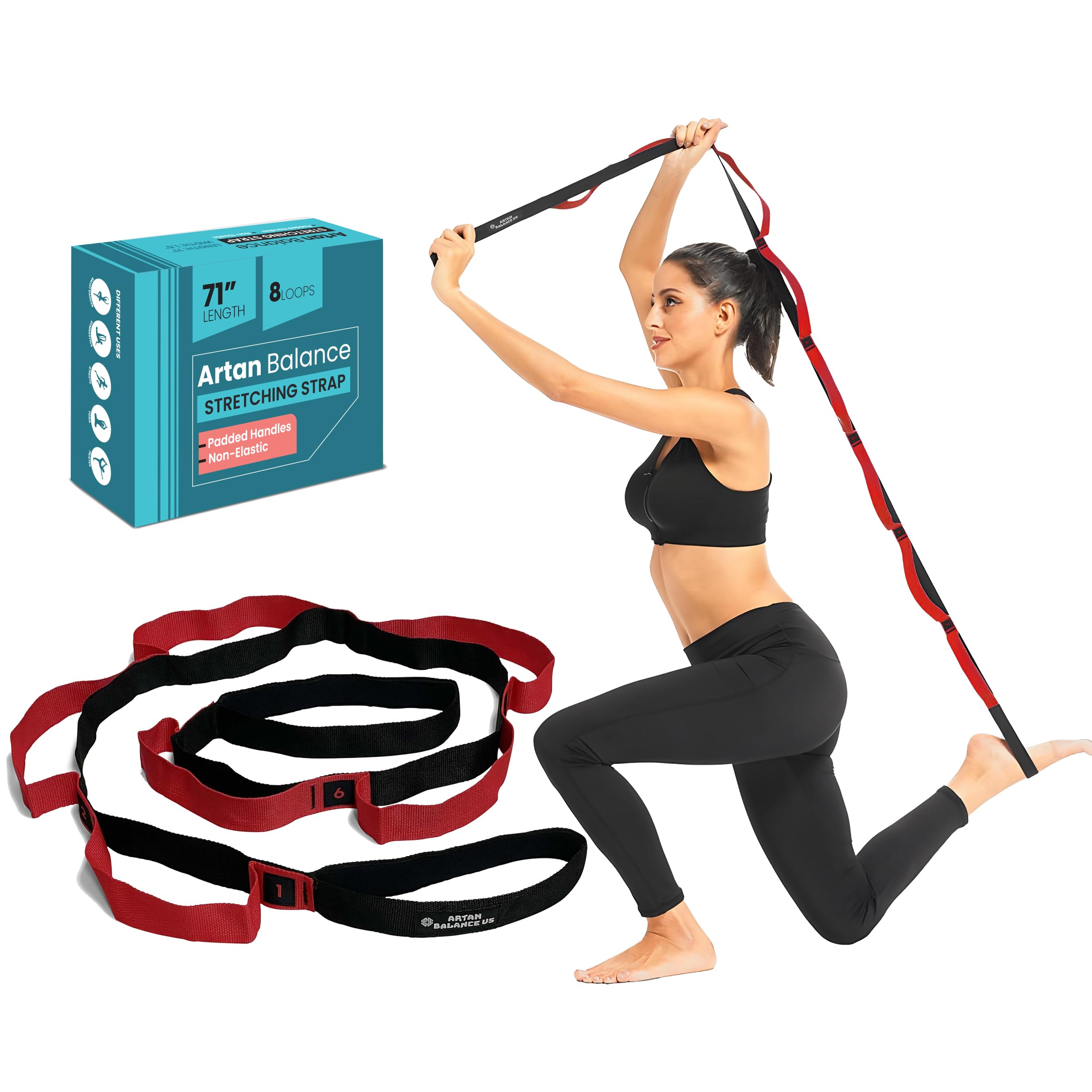 Artan BalanceStretching Straps for Flexibility, Balance, and Leg Stretching – Multiple Styles for Yoga, Ballet, Dance, Gymnastics & Physical Therapy