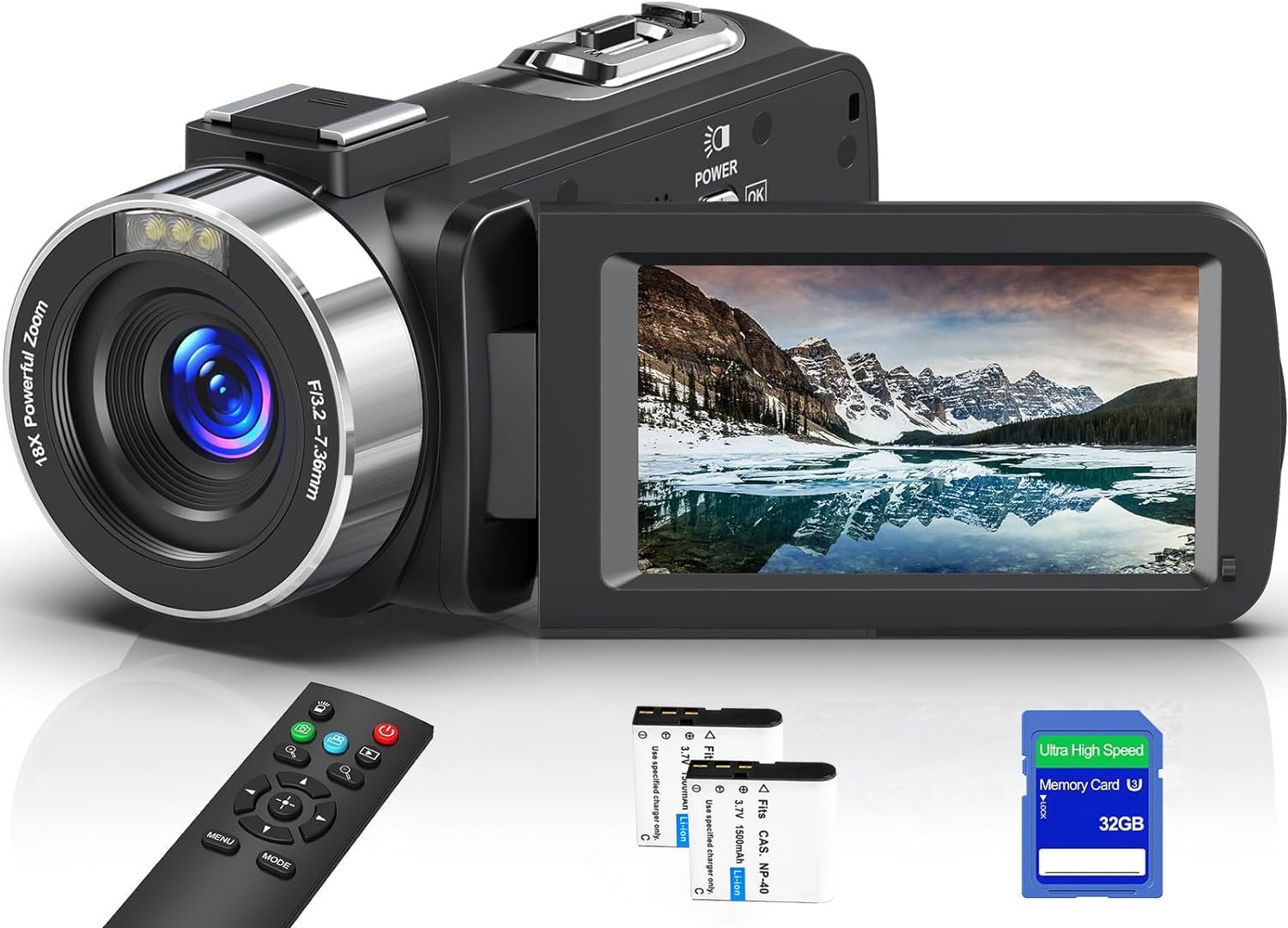 8K 64MP Videokamera Camcorder 18X Digitalzoom IR Nachtsicht Vlogging Kamera, 3,0 Zoll UHD Touchscreen WiFi Videokamera für YouTube mit SD-Karte, 2,4G Fernbedienung und 2 Batterien - Amazon product rated Grade B