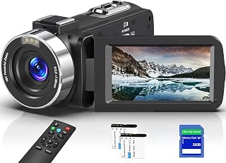8K 64MP Videokamera Camcorder 18X Digitalzoom IR Nachtsicht Vlogging Kamera, 3,0 Zoll UHD Touchscreen WiFi Videokamera für YouTube mit SD-Karte, 2,4G Fernbedienung und 2 Batterien - Amazon product rated Grade A