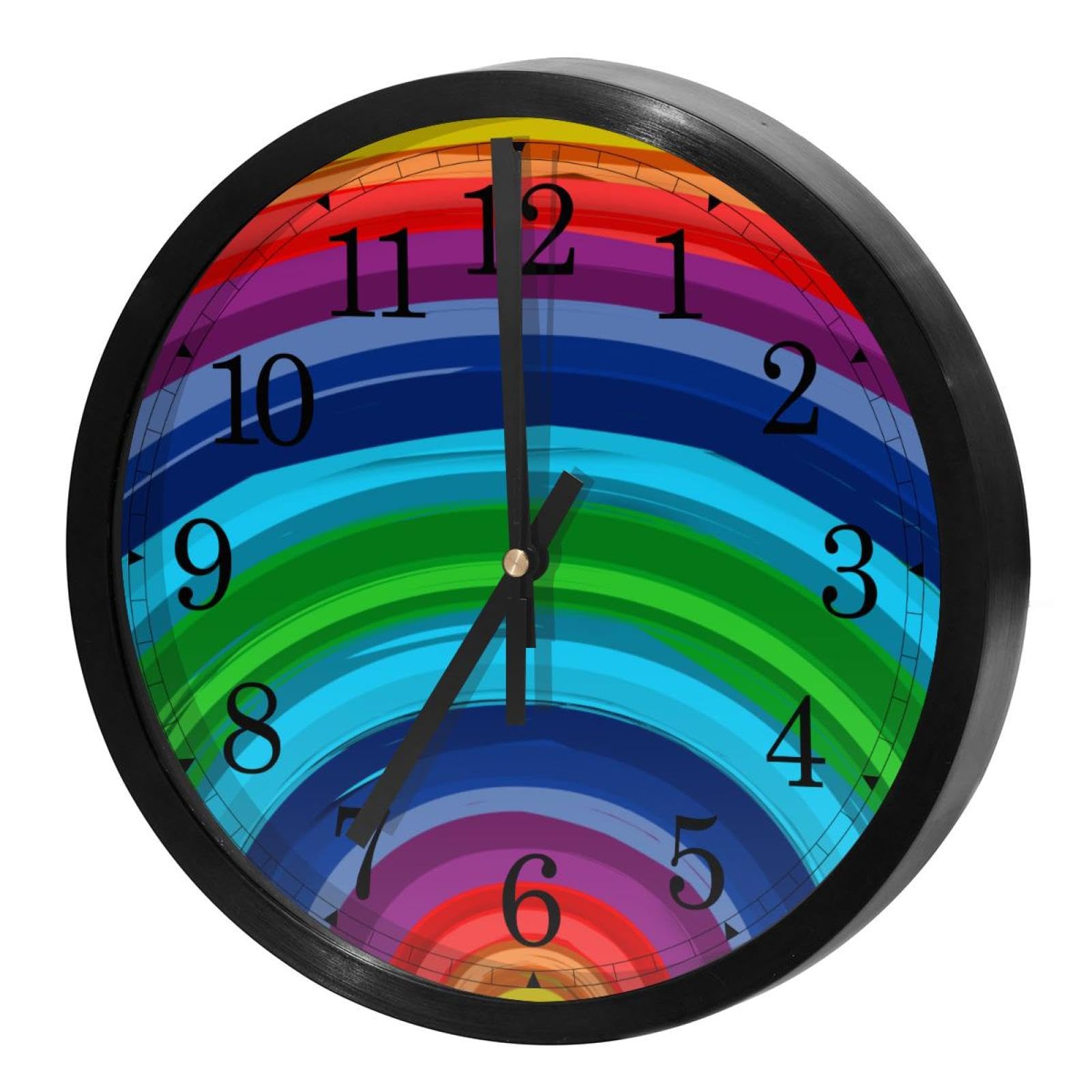 Horloge murale silencieuse à piles ronde arc-en-ciel pour maison cuisine bureau école
