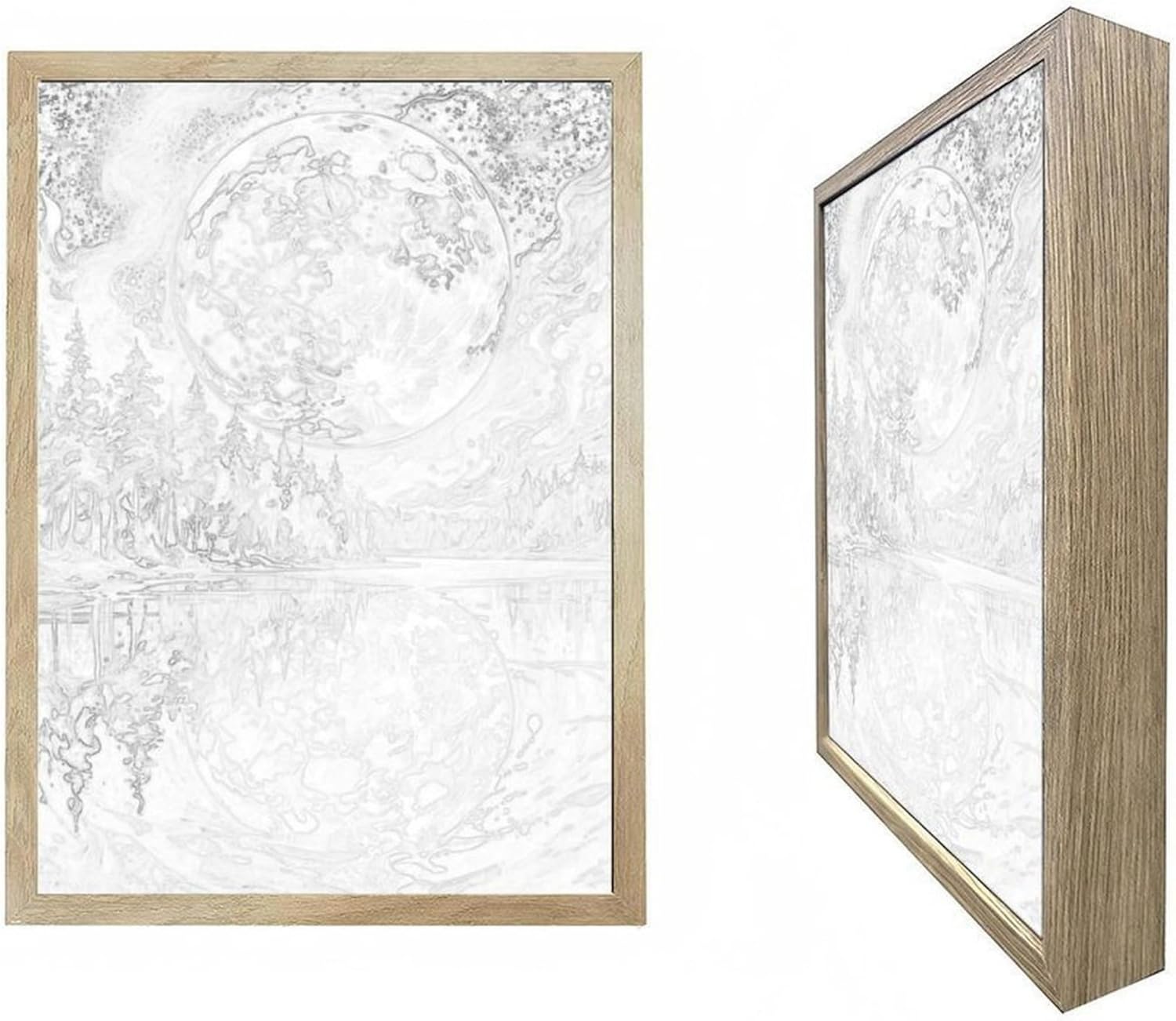 LED Glowing Photo Frame, 3D Abstract Starry-Sky Moon Wall Art, 9x12 Inches Dimmable Light Up Light Painting for Bedroom, Unique Aesthetic Decor, Great Birthday Gift for Women Men