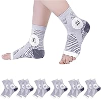 Vista 8 de Calcetines de neuropatía para mujeres y hombres, calcetines de compresión de alivio nano calmante, calcetines de compresión sin dedos, manga