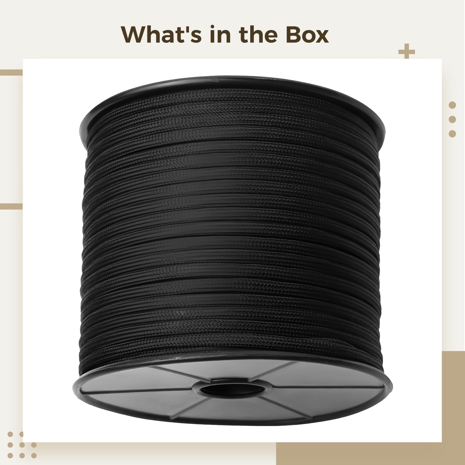 Paracord, 12-adrig, 50 m, Schwarze geflochtene Schnur zum Basteln, Angeln, Outdoor, Fixieren und Camping, PE-Angelschnur, gewachstes Seil mit Kupferdraht für Outdoor-Abenteuer