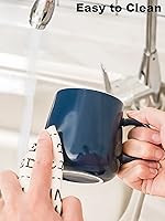 Vista 6 de T-WARE Tazas de café de 12 onzas, juego de 4 tazas negras cerosas, tazas de café de cerámica, tazas de café de color sólido