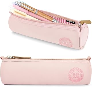 MAMUNU Pencil Case Pouch with Zipper, Cute Small Portable Pencil Case for Girls Students Teen Adults, Multi-purpose Canvas Pen Pouch Bag Stationery Organizer for Office School Travel, Pink