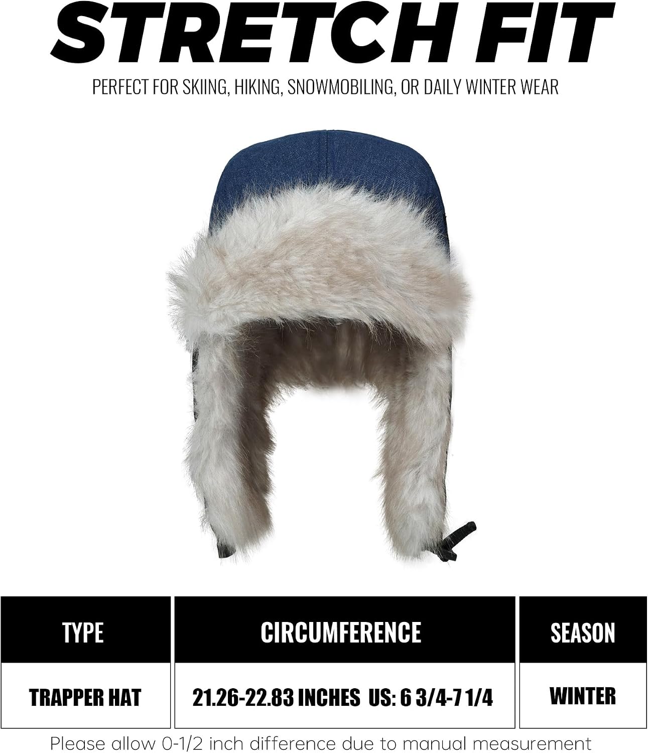 Croogo Trapper Hat Winter Hats for Men Trooper Russian Warm Hat with Ear Flaps Women Ushanka Fur Hat Windproof Ski Hat