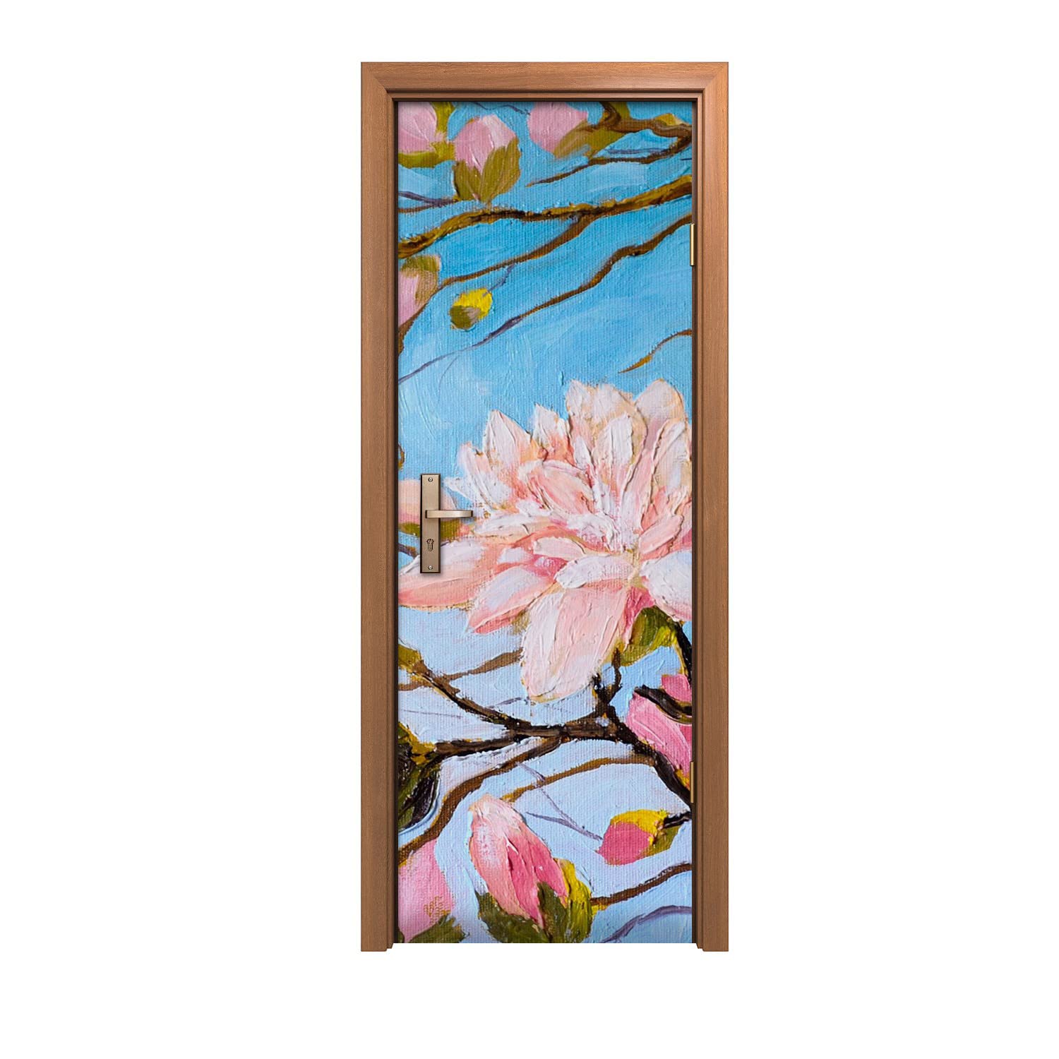 Autocollant de porte 70x200cm pour murale et décoration de style branches de fleurs
