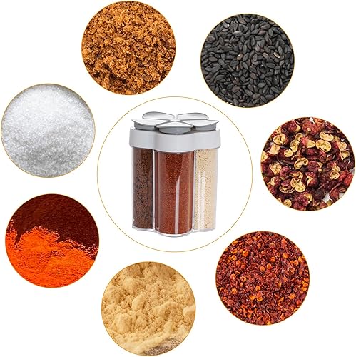Miniatura 6 de Coctelera de sal y pimienta 5 en 1, contenedor portátil para especias para camping, condimentos, condimentos, frascos con tapa para el hogar,