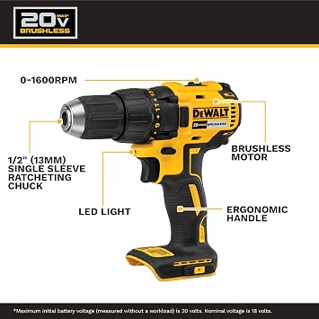 DEWALT 20V MAX Cordless Drill and Impact Driver, Power Drill Brushless 2-Tool Power Tool Combo Kit, Includes 2 Batteries, Charger and Bag (DCK277D2)