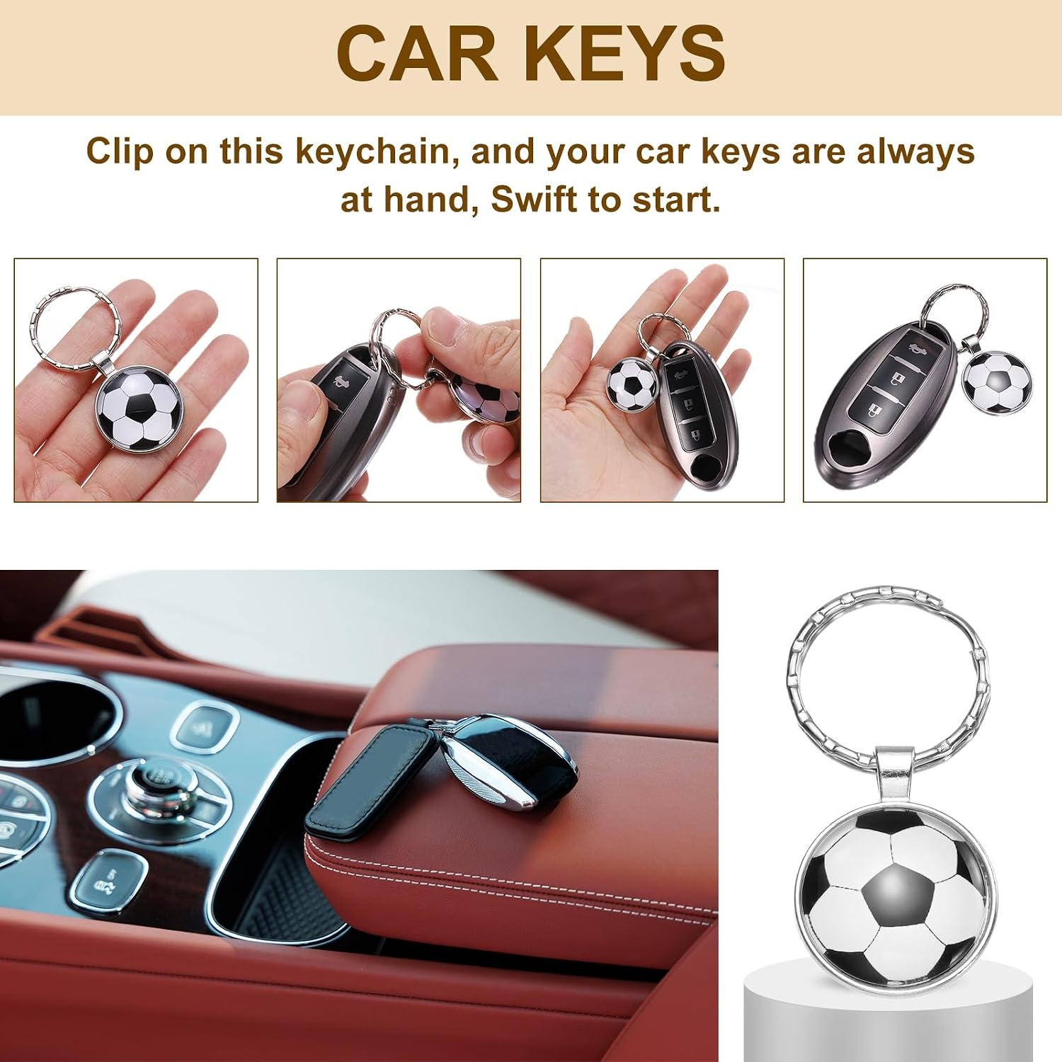HARFINGTON Domed Keychain Kit Metal Sports Ball Key Chains Zinc Alloy Pendant for Birthday Supplies Sport Lovers image 5