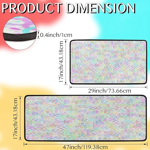 Miniatura 2 de Tapete de cocina con patrón circular colorido, acolchado, antifatiga, juego de 2 piezas, duradero, resistente a las manchas, parte inferior