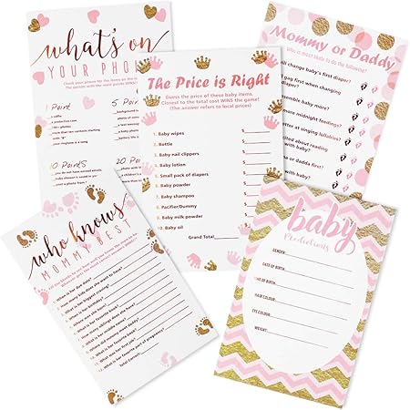 Bestoyard 35pcs Baby Shower Games Idees Cadeaux Cartes Nouvelle Carte De Jeu Maman Papa Carte De Prediction De Conseils Bebe Garcon Bebe Fille Premier Anniversaire Cadeaux 5 Modeles Amazon Fr Jeux Et