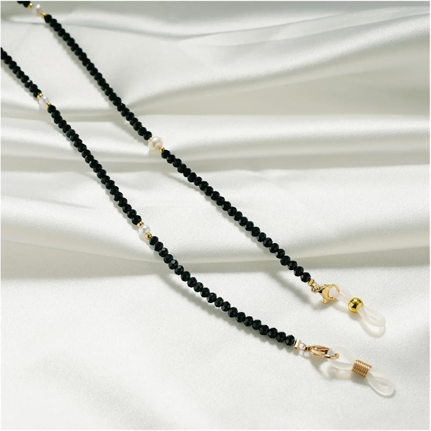 8 Pcs Pearl Crystal Glasses Chain Women's Fashionable Sunglasses Reading Eye Hanging Rope Simple Design