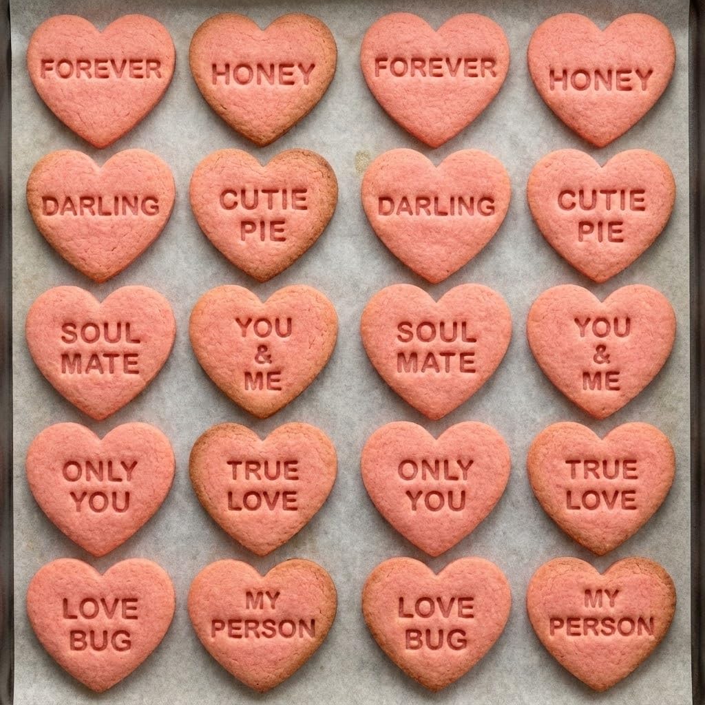BAKERLOGY Lot de 10 emporte-pièces Cœur avec messages romantiques – Jolis cœurs d’amour pour la Saint-Valentin, mariages, fiançailles, anniversaires & biscuits à thème amour