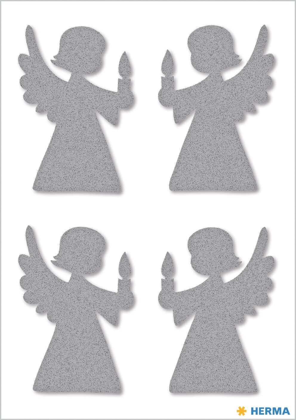 HERMA 15251 Christmas Stickers, Poinsettia (6 Stickers, Felt, Matte) Self-Adhesive Christmas Decoration, Permanent Adhesive Labels for Christmas, Gifts, Crafts, Advent Calendar, Yellow