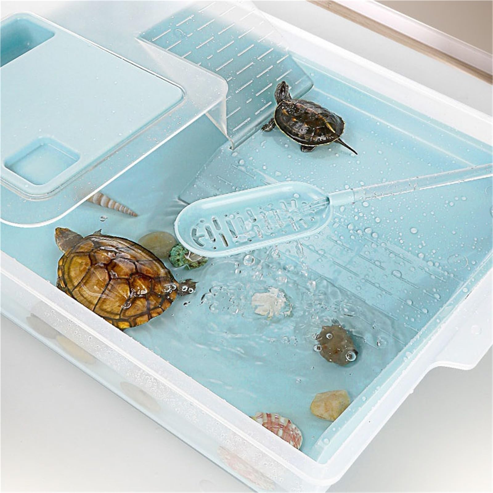 Siedlisko terrarium Zbiornik do hodowli żółwi Dwuwarstwowa platforma suszenia na słońcu w gospodarstwie domowym kształtowania krajobrazu Terrarium akwariowe