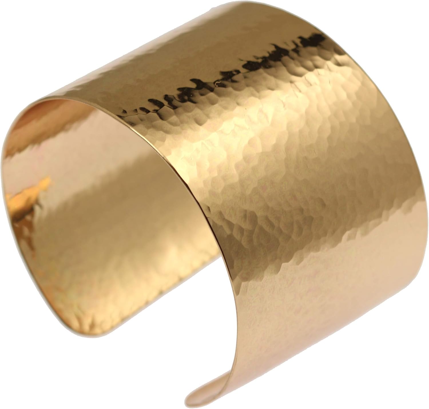 1 3/4 Inch Wide Hammered Bronze Cuff Bracelet