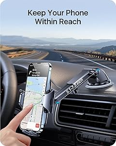 andobil Car Phone Holder, 2025 Military-Grade 89lbs Strongest Suction Phone Holders for Your Car Dashboard/Windshield/Vent Easy Clamp Car Phone Mount Stand for iPhone 17 16 15 14 13 Pro Max Samsung