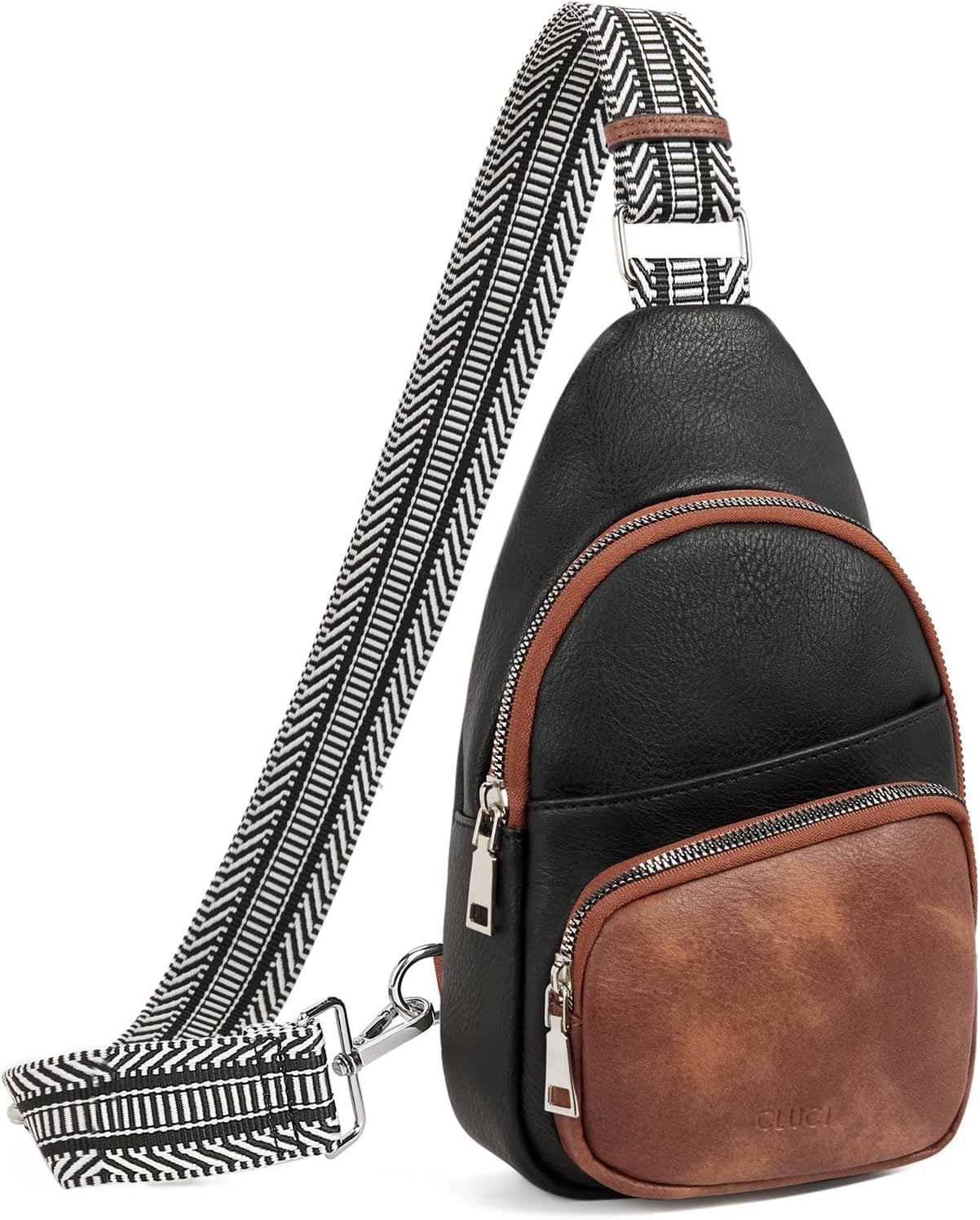 CLUCI Small Sling Bag for Women, Vegan Leather Fanny Pack Crossbody Bags for Women, Chest Bag With Guitar Strap