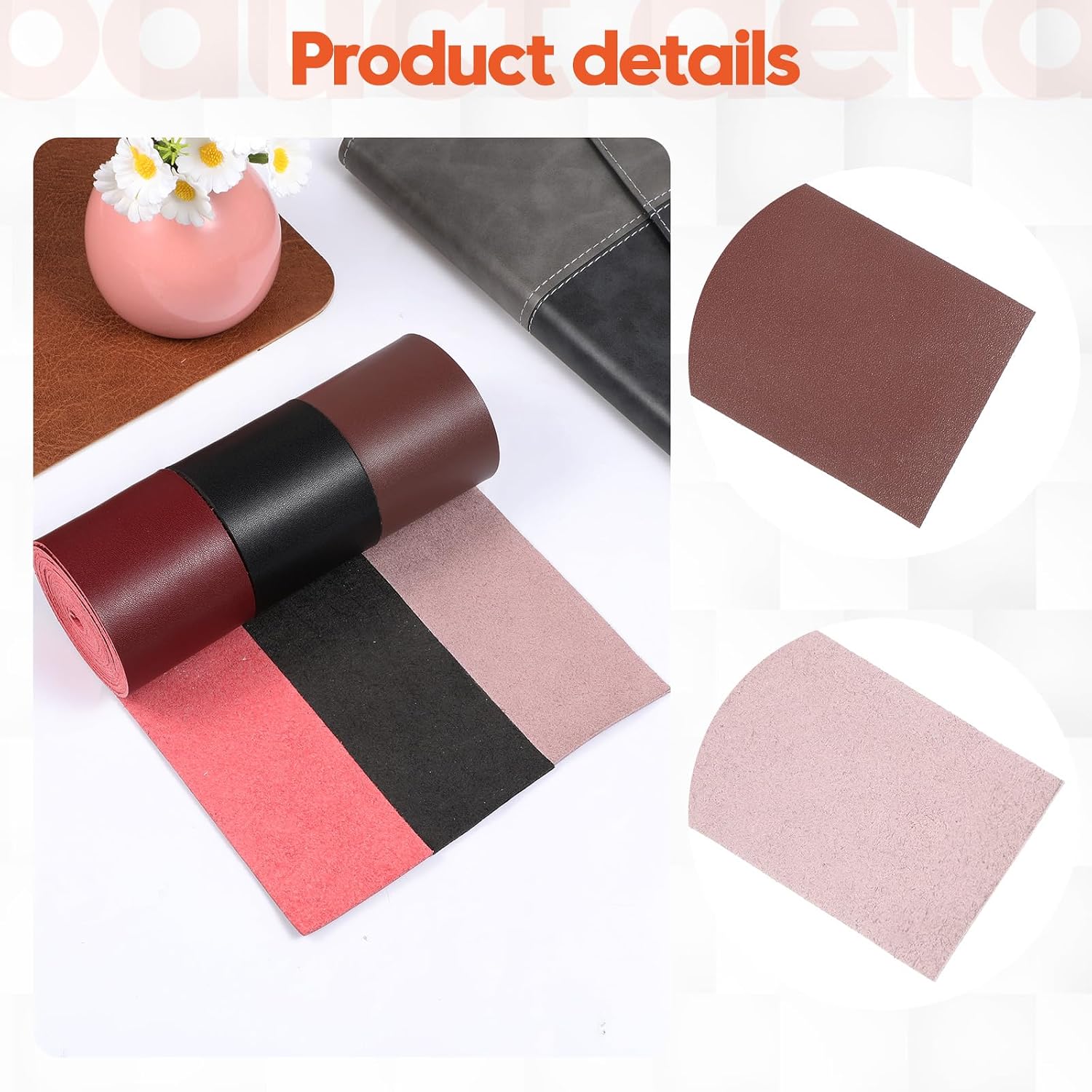3 Rolls Leather Straps for Crafts, 78.7 x 2 Inch Leather Roll Faux Leathers | Single Sided for DIY Crafts, Belt and Bag Shoulder Strap Making-Black, Burgundy, Dark Brown-3 Colors
