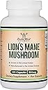 Organic Lions Mane Mushroom Capsules (120 Count), for Focus Support and Immune Health, Third Party Tested and Grown in The USA - by Double Wood
