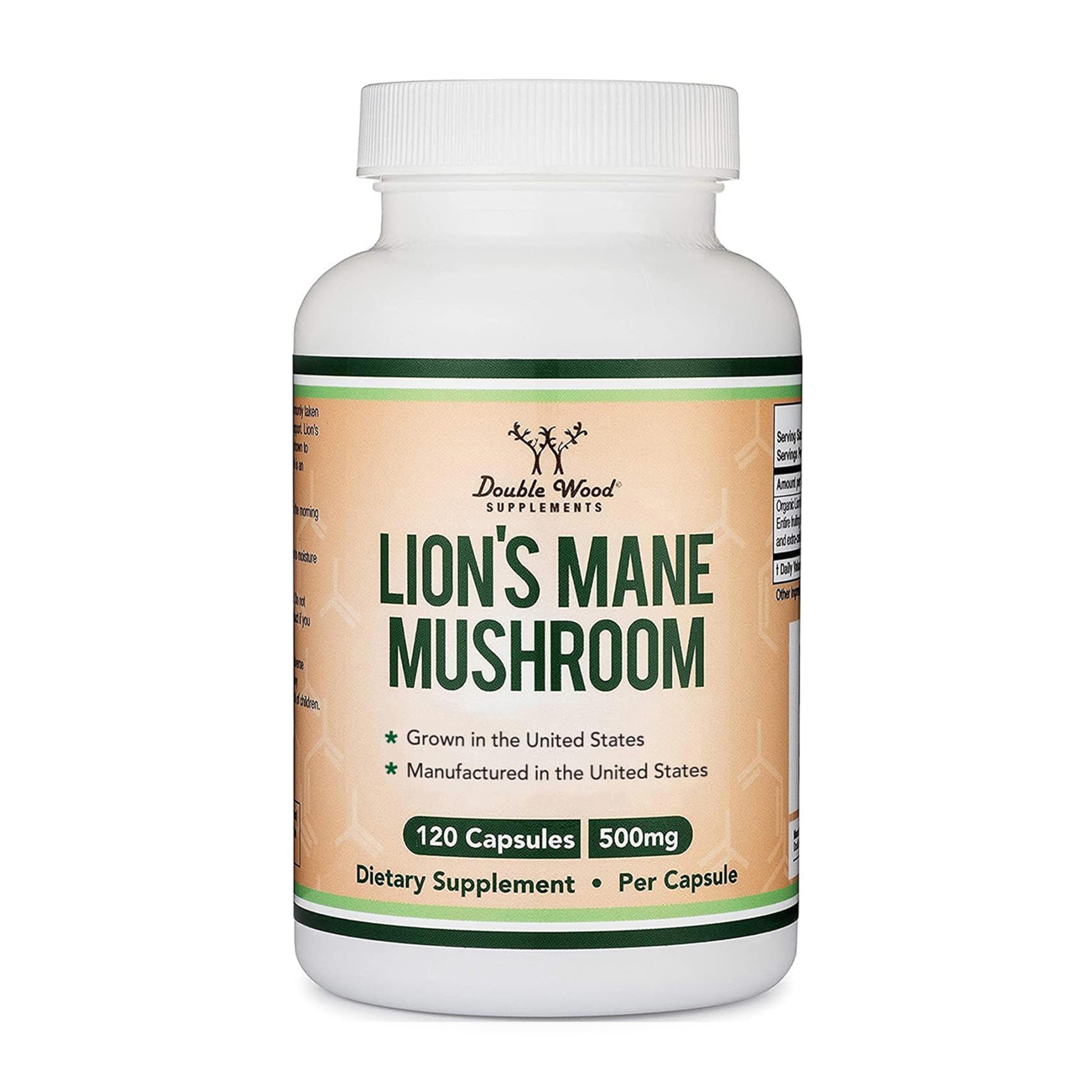 Double Wood Supplements Lions Mane Mushroom - 120 x 500mg Capsules