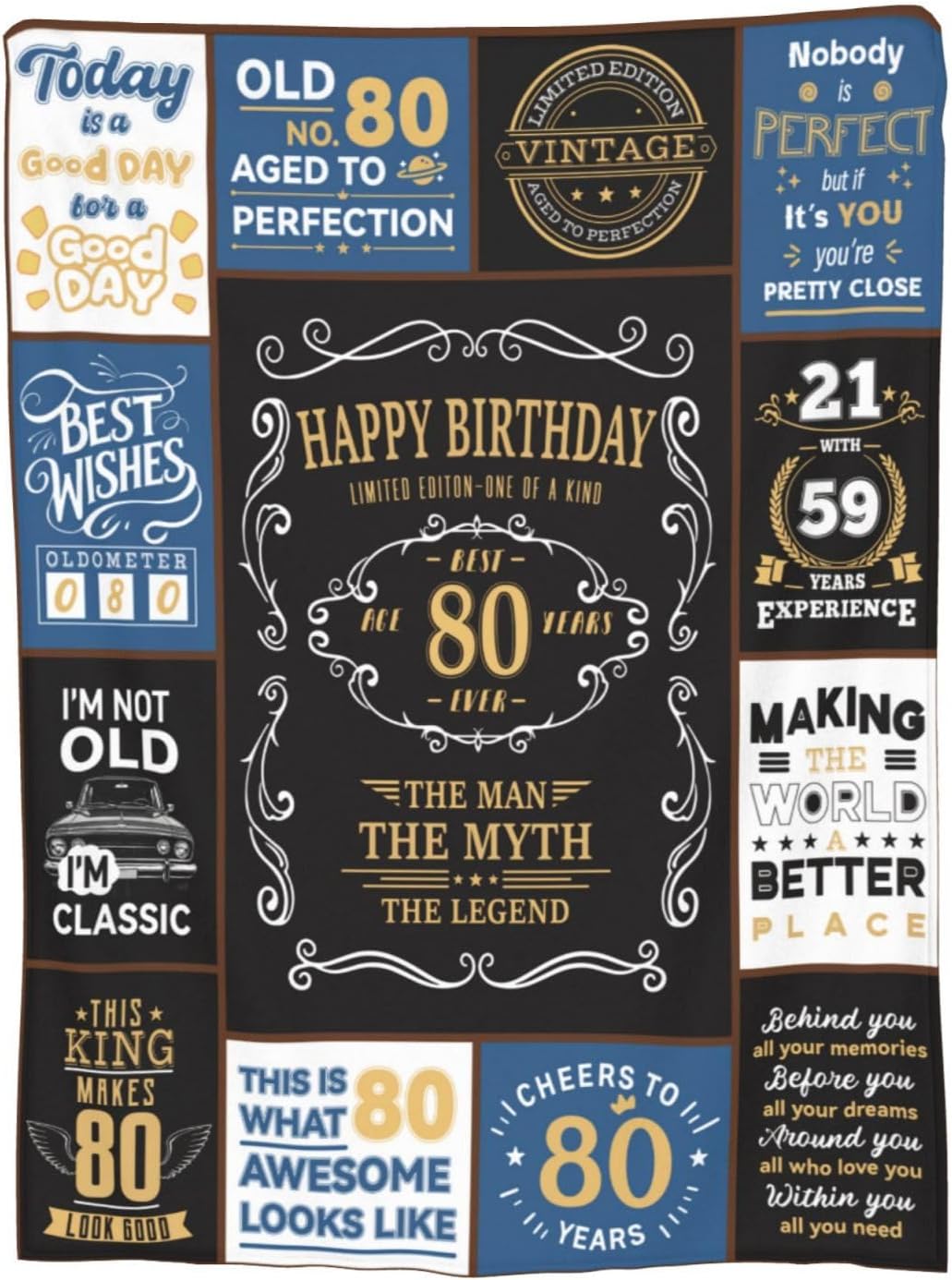 80th Birthday Gifts for Men, 1946 80 Year Old Blanket 50"x60", Retirement Christmas Fathers Day Birthday Gifts for Him Dad Papa Grandpa Husband Uncle - Image 3
