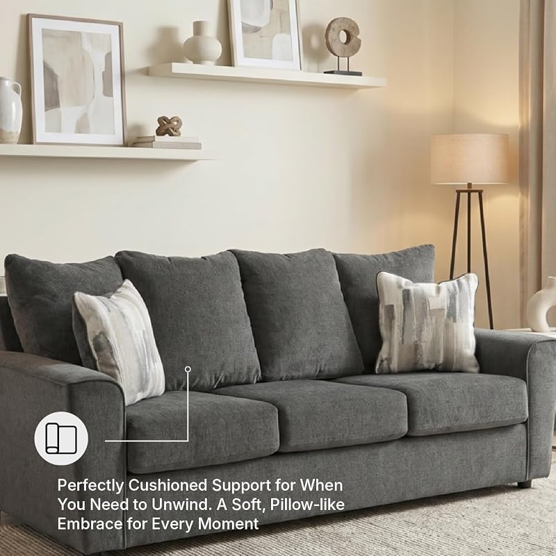 Signature Design by Ashley Gray Chenille Sofa, Easy Assembly, Stairatt image 5