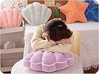 Vista 5 de Almohada de concha de estrella de mar para suelo, sofá, cojín de lectura (naranja, 19.6 pulgadas)