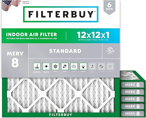 Vista 169 de Filterbuy - Filtro de aire MERV 8 de 17 x 25 x 1 pulgadas, protección contra el polvo (paquete de 6), filtros de aire de repuesto plisados