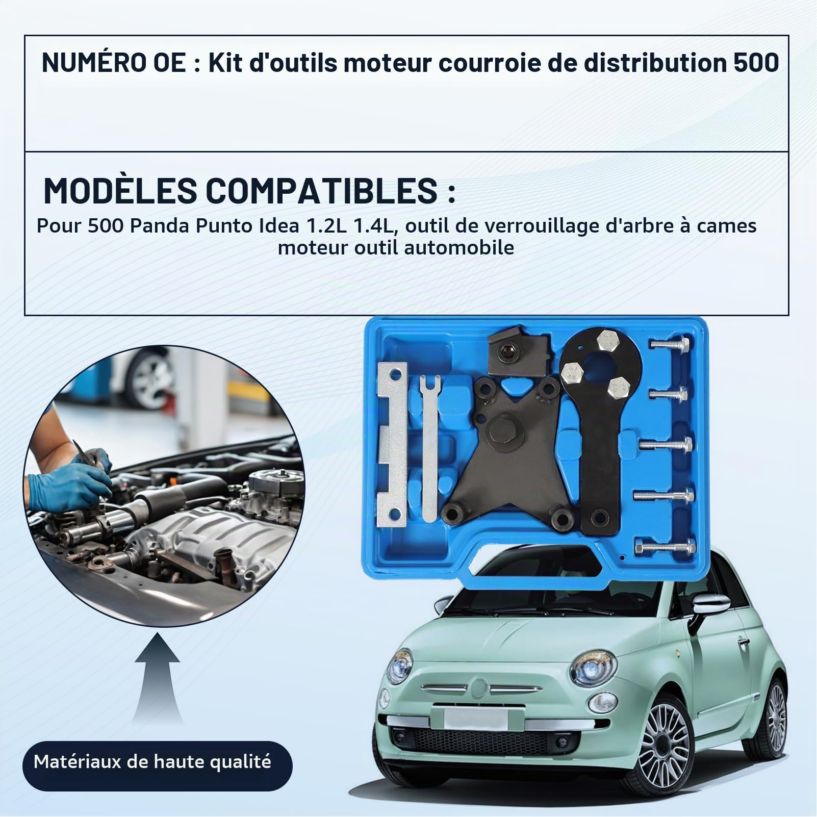 Outil Calage Moteur pour F-i-at 1.2L Kits de Courroies de Distribution pour Moteurs pour Doblo 500 Panda Grande Punto Ypsilon Ka et Fo-RD 1,2 L et 1,4 L 8 V