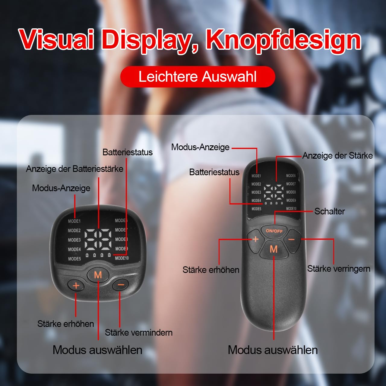 ABS-Stimulator-Former, intelligent, umwickelter tragbarer Gürtel, intelligente Körperformungsmaschine, EMS, kabelloses Fitnessgerät für Männer und Frauen (Schwarz)
