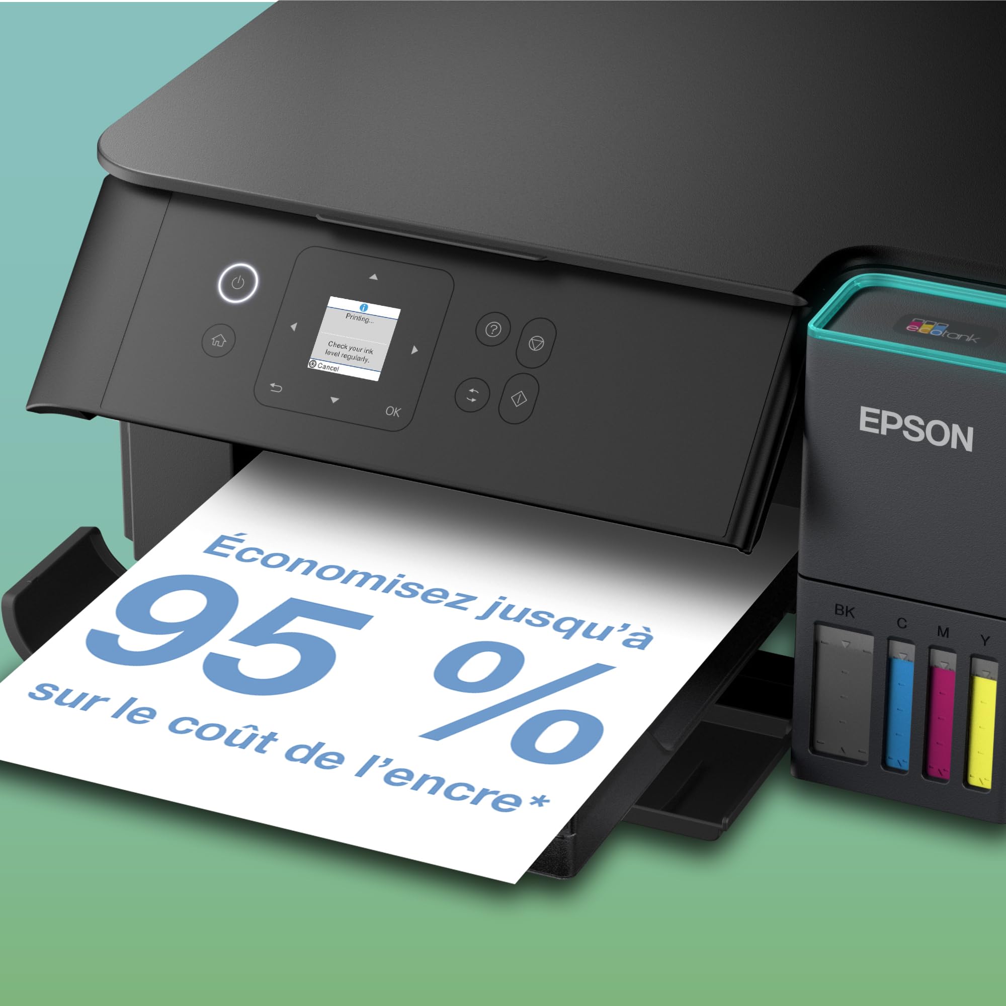 Epson EcoTank ET-2955 Imprimante à Réservoirs D’Encre | Maison & Petit Bureau | Wi-FI | A4 | Imprimer, Copier, Numériser | Écran LCD 3,7cm | Impression Recto Verso Auto | Jusqu’à 3 Ans d’Encre Inclus
