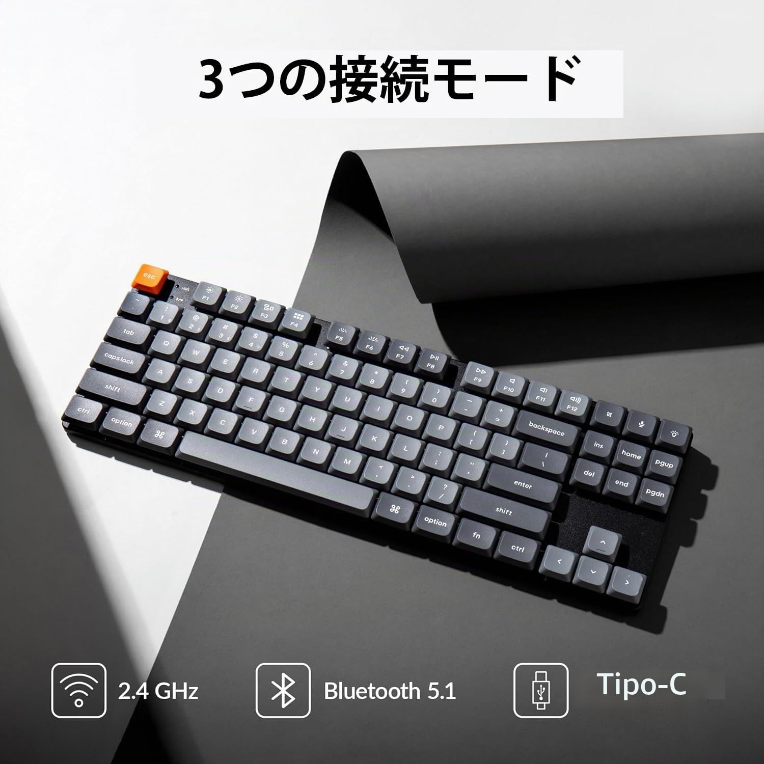 Keychron K1 Max Tastiera Meccanica Custom ultrasottile QMK/VIA Bluetooth wireless/cablata USB, 2.4 GHz, TKL Layout, Bianco-LED, Gaming Tastiera con Low-Profile Gateron Red Switch