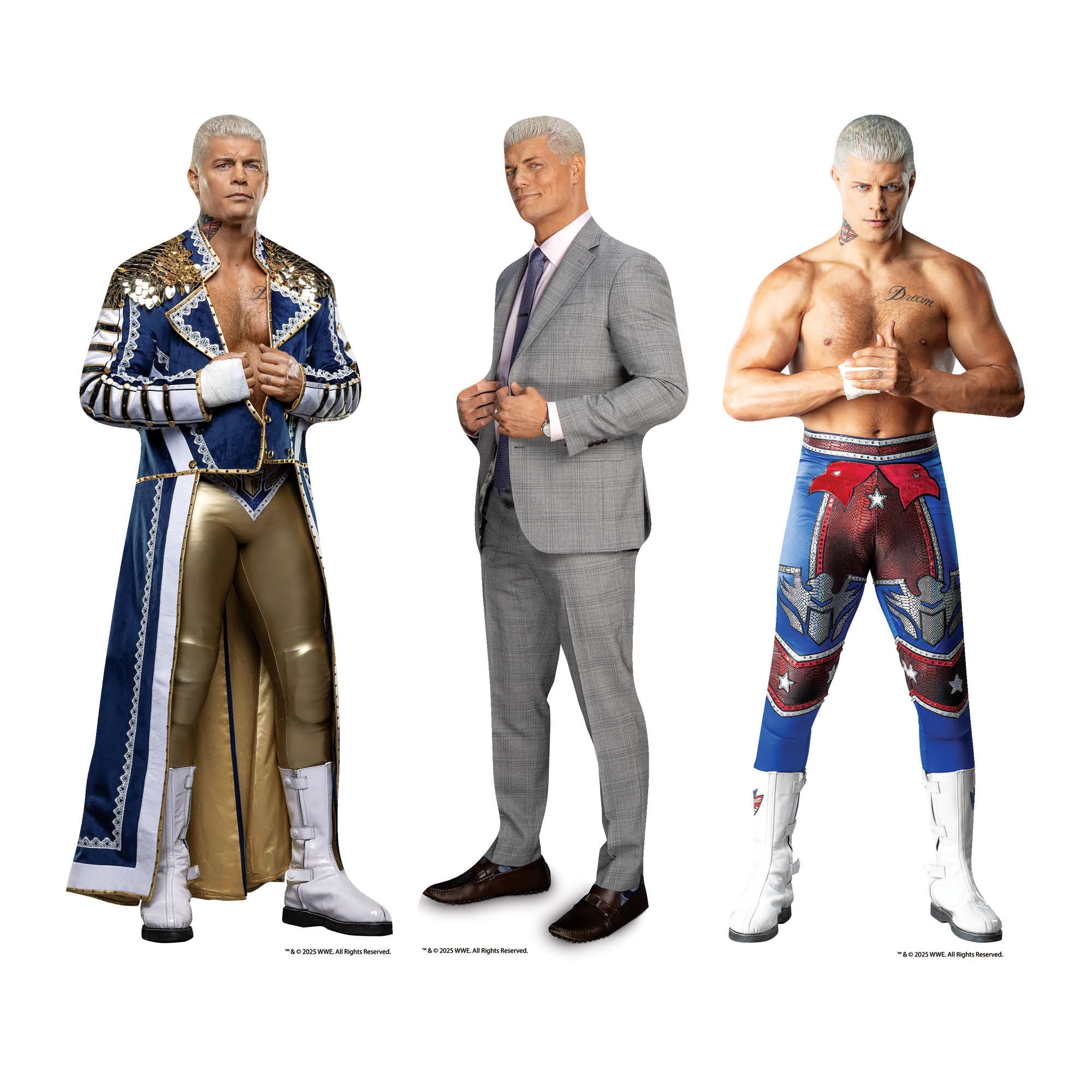 Star Cutouts SC4578 WWE Cody Rhodes 3-Pack Shelf Top Cardboard Cutouts - American Nightmare Fan Display, Party Décor & Gift