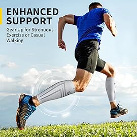 CAMBIVO Calf Compression Sleeves for Men and Women- Shin Splint Brace Support for Leg Pain Relief, Varicose Vein Treatment (Light Grey,Large-X-Large)