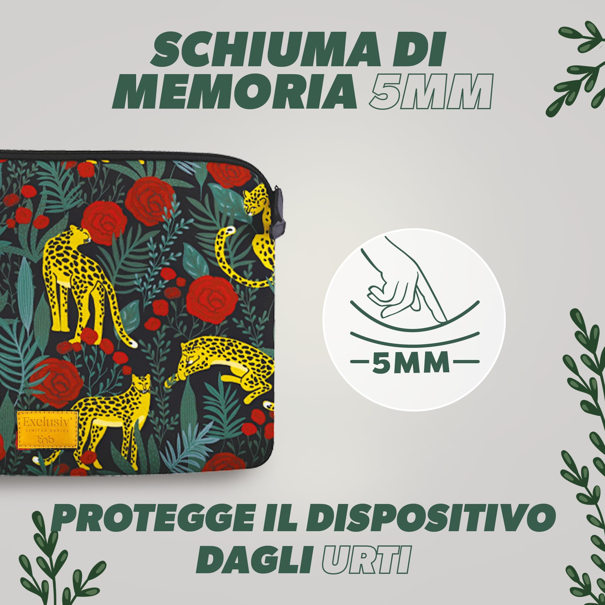 T'nB - Custodia per computer in plastica riciclata RPET, compatibile con MacBook Air 13 pollici e PC 13-14 pollici, custodia per computer antiurto da 14 pollici, design resistente - Modello Savannah