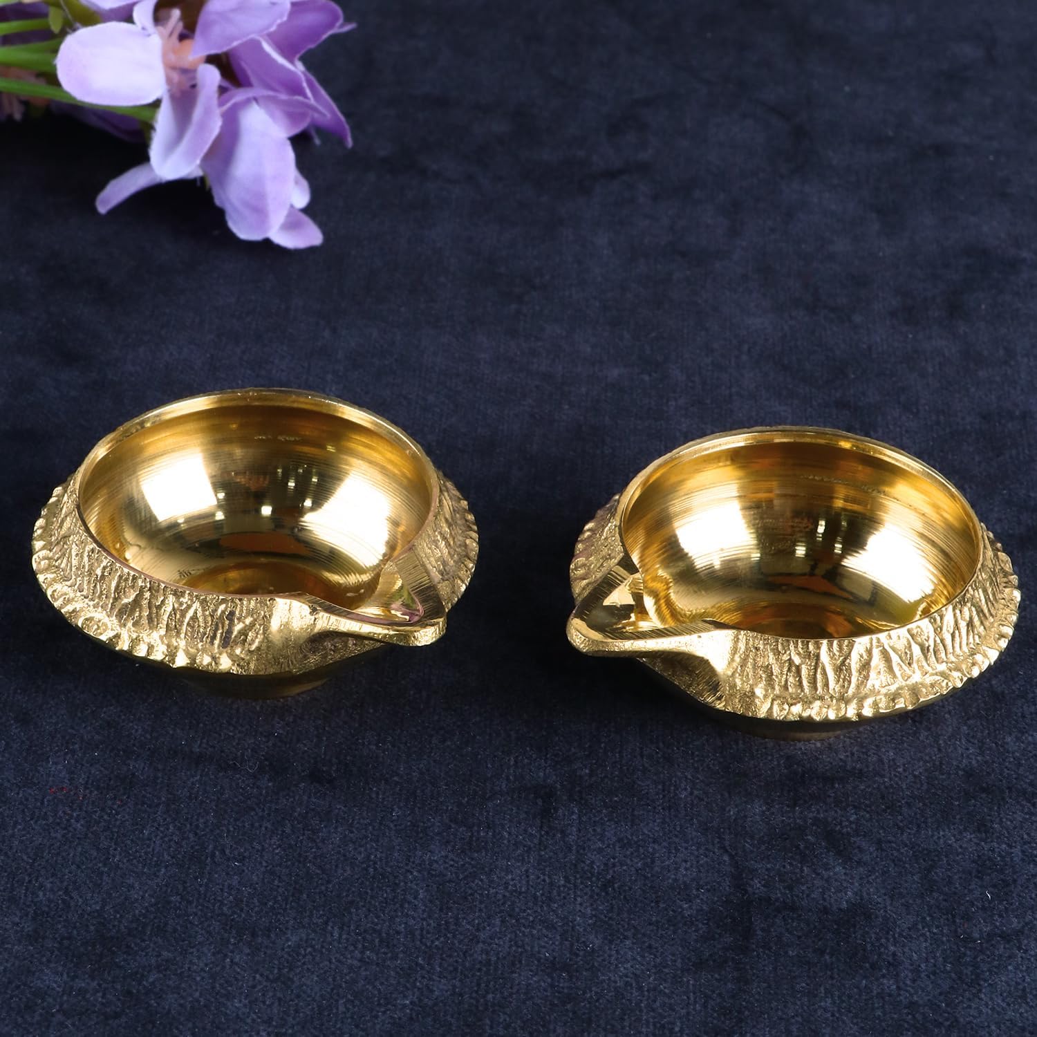 SATVIK Set of 2 - Pure Brass Kuber Diya for Diwali Decoration | Traditional Puja Oil Lamp for Home Temple | Brass Diya for Diwali Pooja & Festive Use