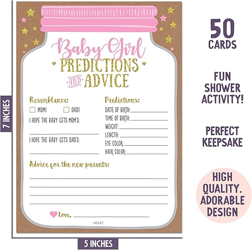 Miniatura 3 de Neatz Tarjetas de consejos para baby shower, tarjetas de predicción para bebés, decoraciones de baby shower, juegos de baby shower para niñas