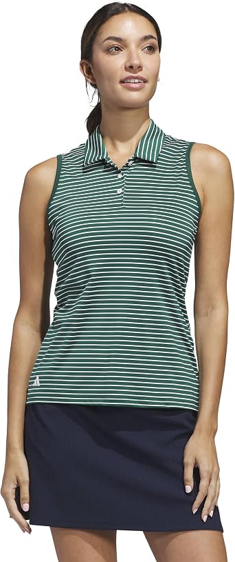 adidas Womens Performance Stripe Sleeveless Polo