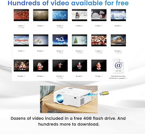 Miniatura 2 de Proyector portátil con Bluetooth Mejorado 2025 Full HD 1080P 380ANSI Lumen HDMIVGAAVUSB para Cine en Casa y Películas al Aire Libre Día de Navidad 3