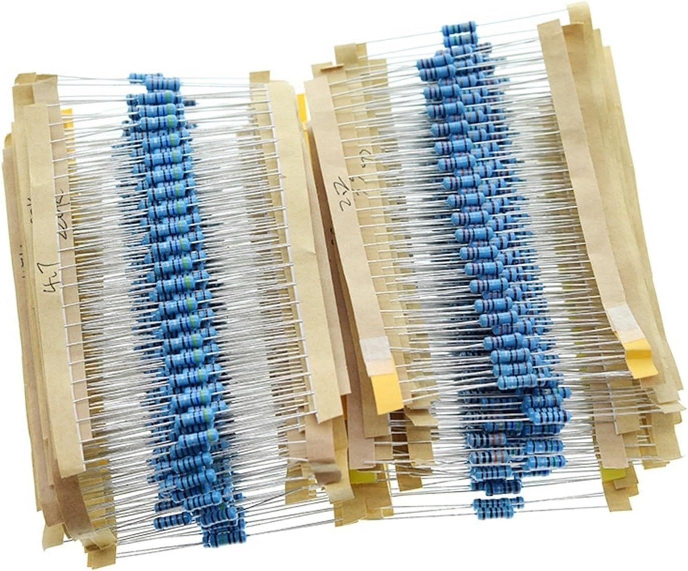 ALKOY 20 PCS 1/2W 0.5Watt 1% 1-2.2M Ohm 56 Value Metal Film Resistor 0.5W Resistor Assorted Kit for