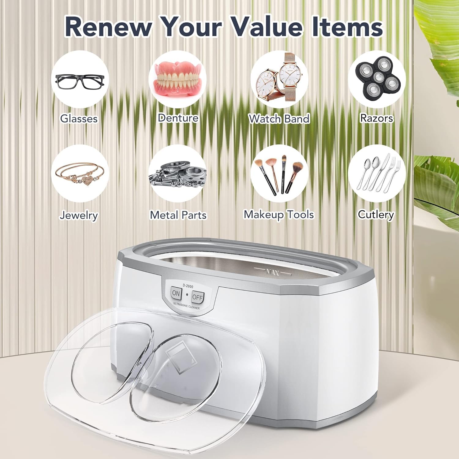 LifeBasis Dispositivo de limpieza por ultrasonidos, 420 ml, dispositivo de limpieza por ultrasonidos, 45 kHz, para gafas, joyas, relojes, 30 W, limpiador ultrasónico