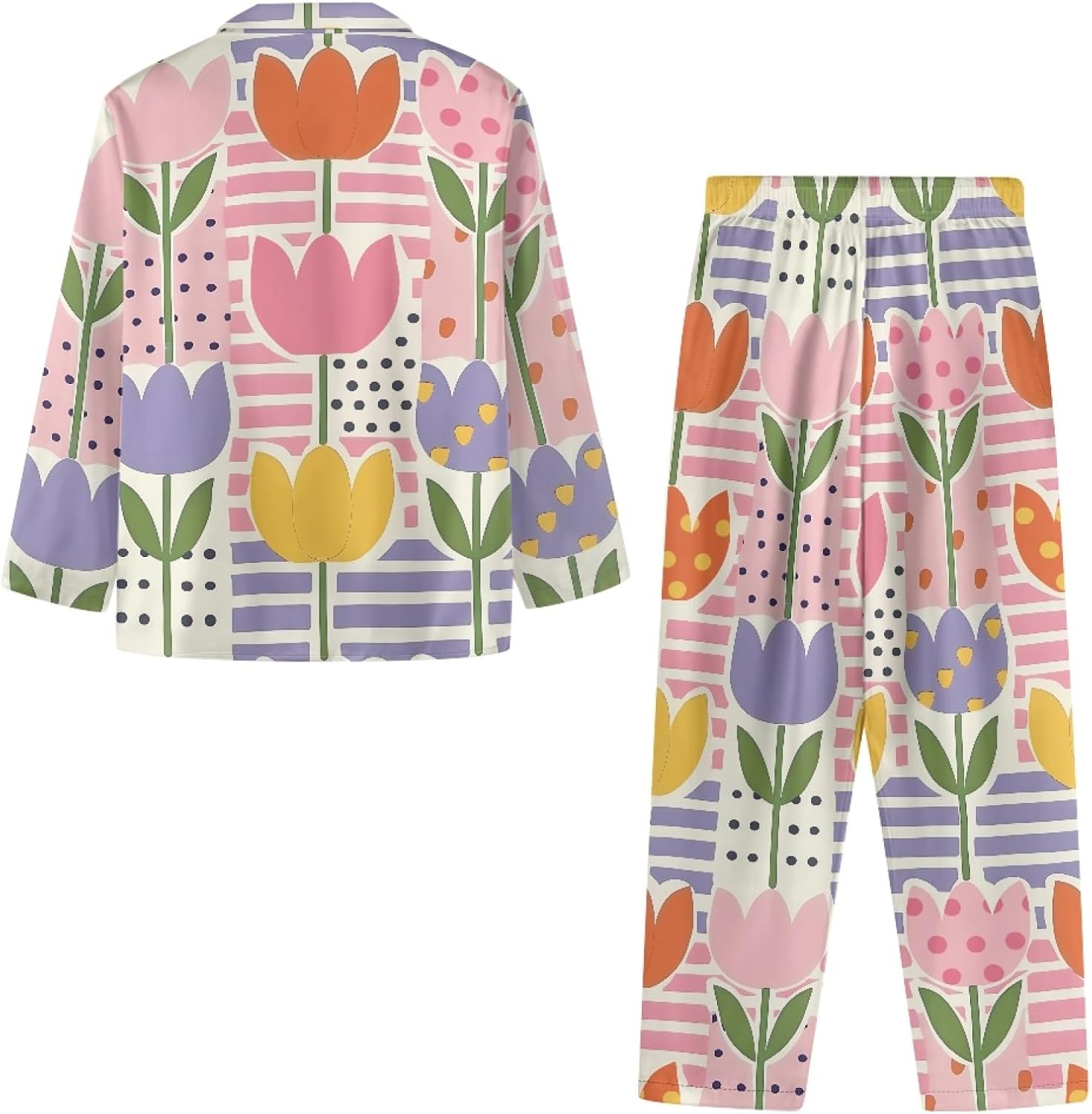 Pajama Set for Women - Comfy Long Sleeve Button Up Sleepwear with Pockets Soft Pj Sets Loose Fall Pajamas